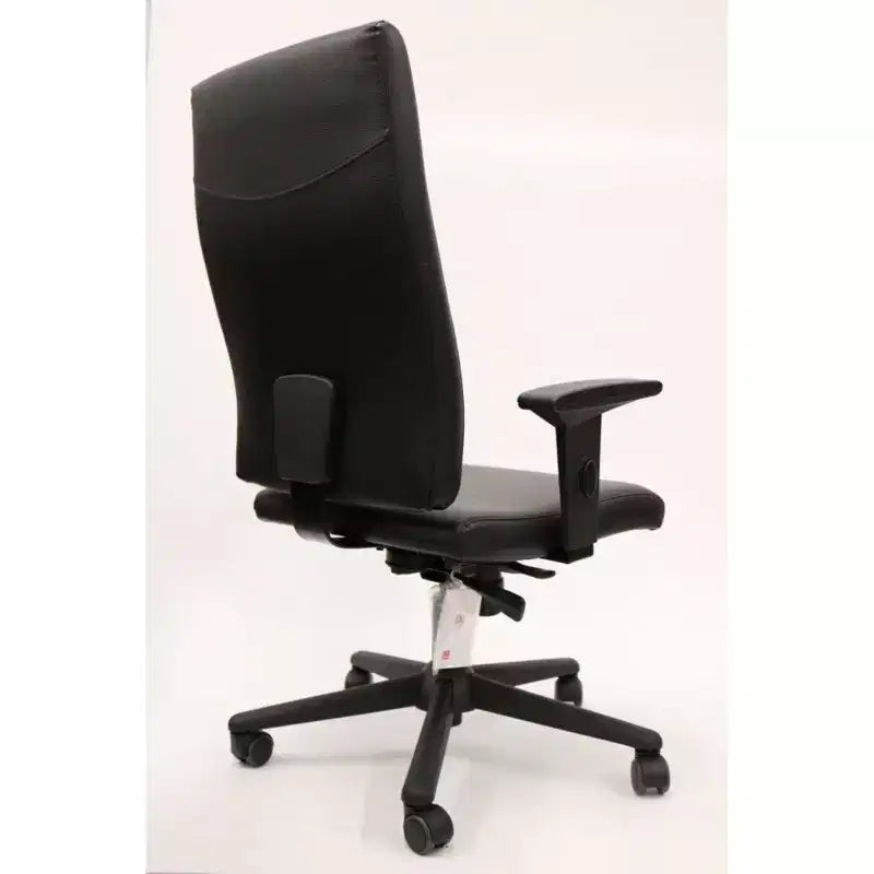Chaise de bureau ergonomique à hauteur réglable, similicuir noir, pivotante, 118,4 cm H