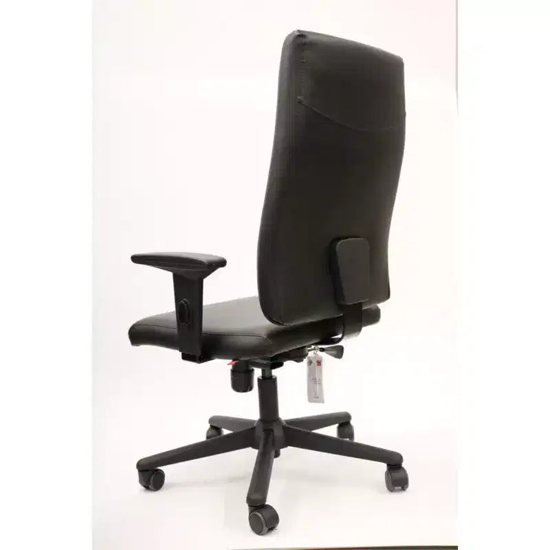 Chaise de bureau ergonomique à hauteur réglable, similicuir noir, pivotante, 118,4 cm H