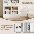 Vitrine moderne avec 2 portes vitrées, étagère réglable et tiroir de rangement