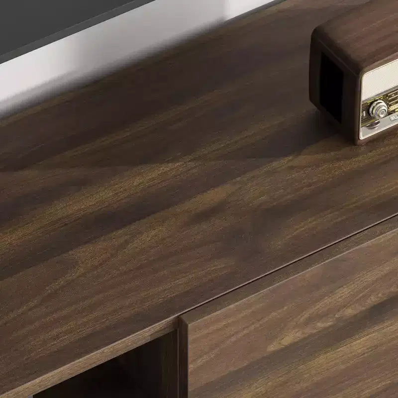 Meuble TV de style industriel avec deux tiroirs, adapté aux téléviseurs de 80 pouces, meuble multimédia en bois pour salons