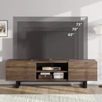 Meuble TV de style industriel avec deux tiroirs, adapté aux téléviseurs de 80 pouces, meuble multimédia en bois pour salons