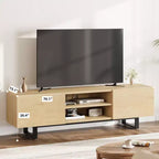 Meuble TV de style industriel avec deux tiroirs, adapté aux téléviseurs de 80 pouces, meuble multimédia en bois pour salons