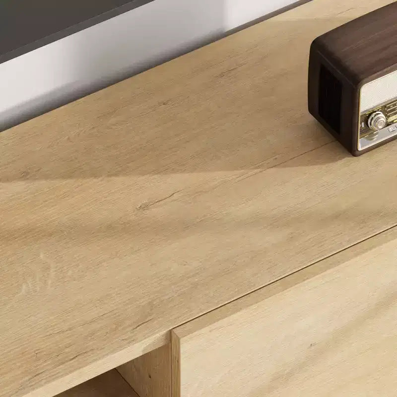 Meuble TV de style industriel avec deux tiroirs, adapté aux téléviseurs de 80 pouces, meuble multimédia en bois pour salons