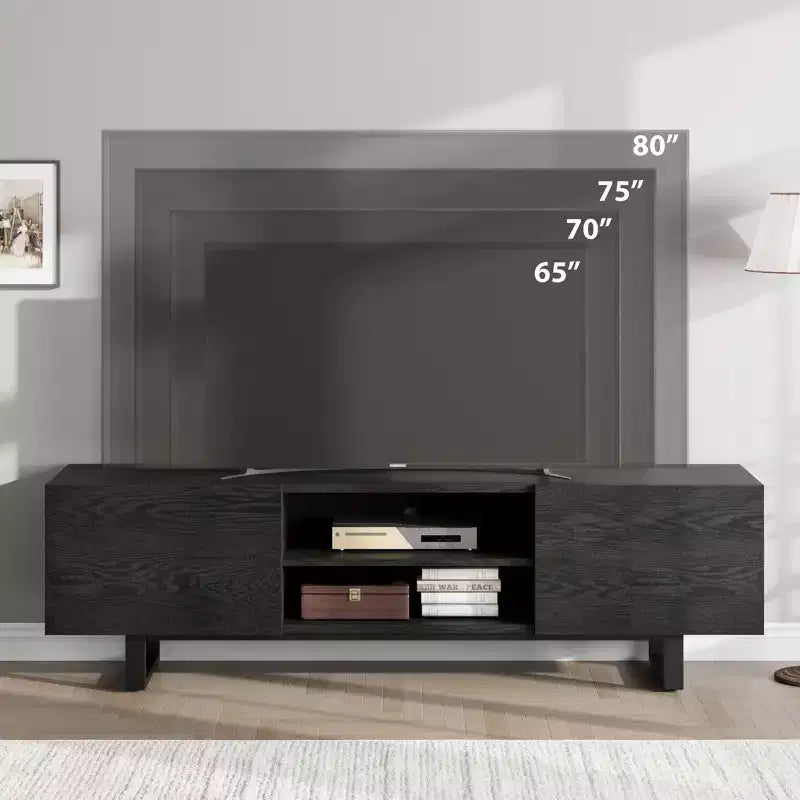 Meuble TV de style industriel avec deux tiroirs, adapté aux téléviseurs de 80 pouces, meuble multimédia en bois pour salons