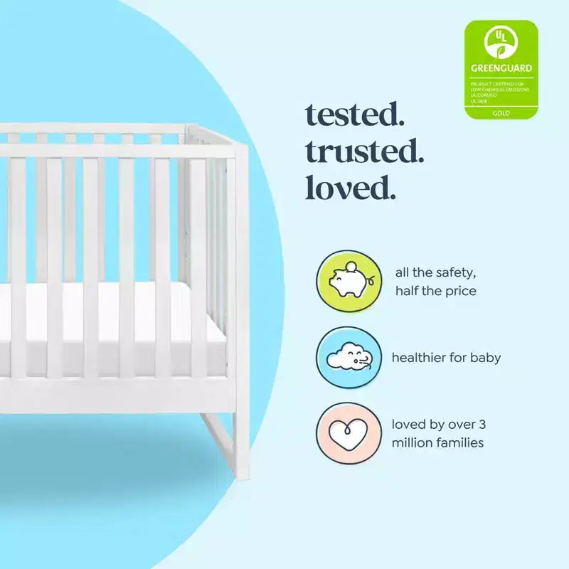 Lit de bébé convertible 3-en-1, se transforme en lit de tout-petit et en lit double, non toxique, certifié GREENGUARD Gold
