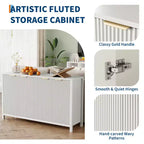 Buffet bas cannelé moderne de 55 po, buffet à 4 portes avec étagère réglable, finition bois