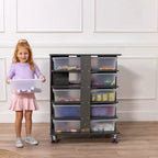Tour de rangement mobile à 20 compartiments avec 20 bacs de rangement, grille 5x4, mobilier de salle de classe pour enfants