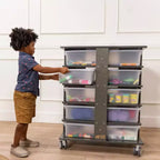 Tour de rangement mobile à 20 compartiments avec 20 bacs de rangement, grille 5x4, mobilier de salle de classe pour enfants