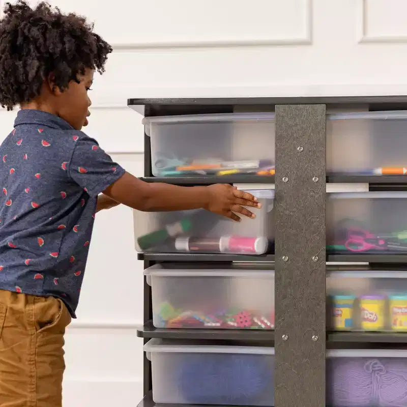 Tour de rangement mobile à 20 compartiments avec 20 bacs de rangement, grille 5x4, mobilier de salle de classe pour enfants