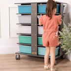 Tour de rangement mobile à 20 compartiments avec 20 bacs de rangement, grille 5x4, mobilier de salle de classe pour enfants