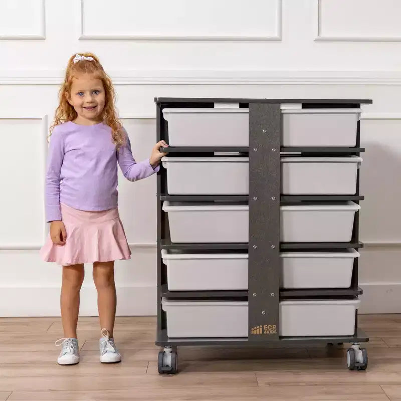 Tour de rangement mobile à 20 compartiments avec 20 bacs de rangement, grille 5x4, mobilier de salle de classe pour enfants