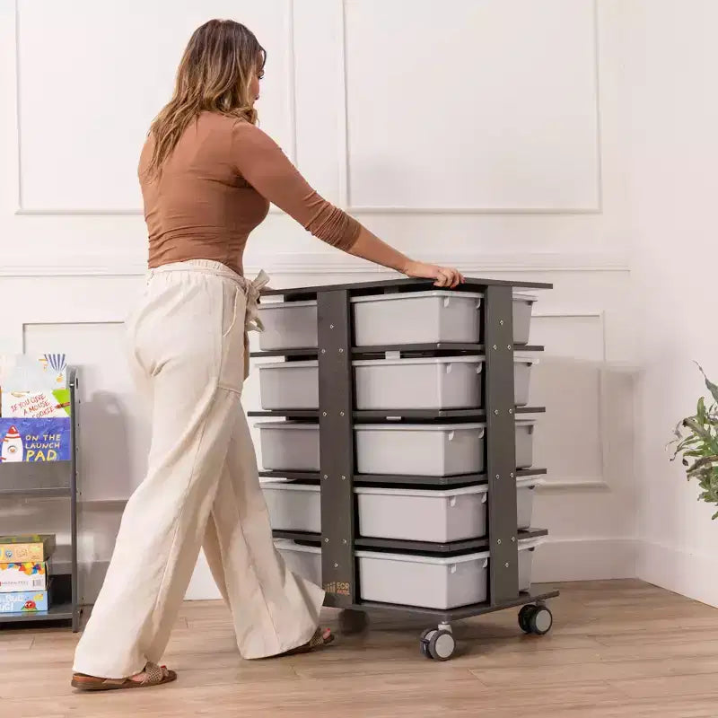 Tour de rangement mobile à 20 compartiments avec 20 bacs de rangement, grille 5x4, mobilier de salle de classe pour enfants