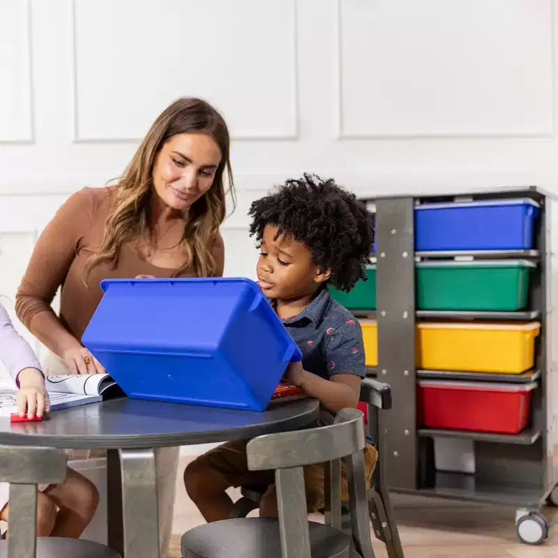 Tour de rangement mobile à 20 compartiments avec 20 bacs de rangement, grille 5x4, mobilier de salle de classe pour enfants