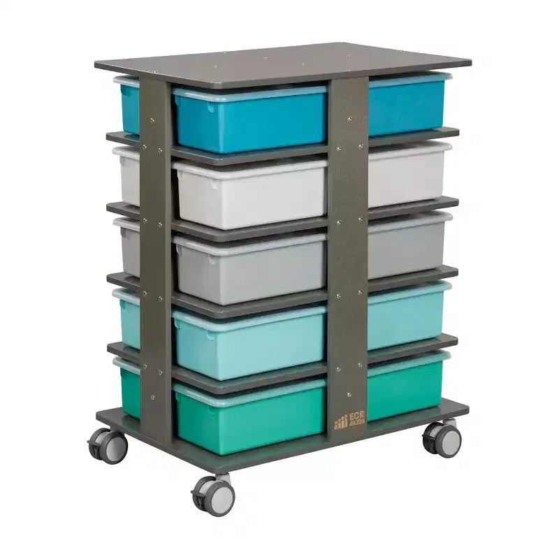 Tour de rangement mobile à 20 compartiments avec 20 bacs de rangement, grille 5x4, mobilier de salle de classe pour enfants