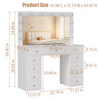 Coiffeuse avec prise de courant, meuble-lavabo à 11 tiroirs avec miroir et 12 lumières LED, convient aux chambres à coucher