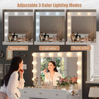 Coiffeuse avec prise de courant, meuble-lavabo à 11 tiroirs avec miroir et 12 lumières LED, convient aux chambres à coucher