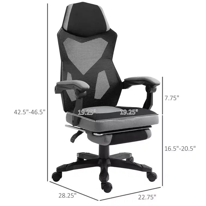 Chaise de bureau inclinable à hauteur réglable avec repose-pieds escamotable