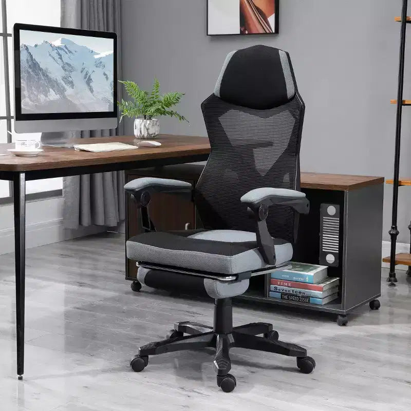 Chaise de bureau inclinable à hauteur réglable avec repose-pieds escamotable