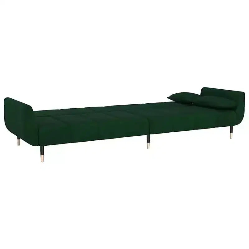Canapé-lit convertible 2 places, Velours gris foncé, Dossier réglable, 2 oreillers inclus