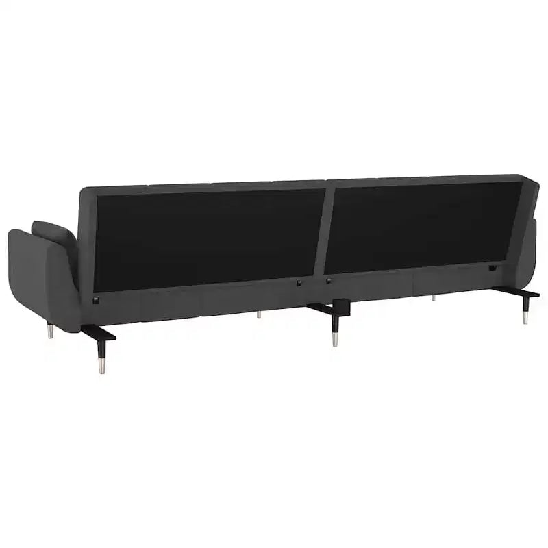Canapé-lit convertible 2 places, Velours gris foncé, Dossier réglable, 2 oreillers inclus