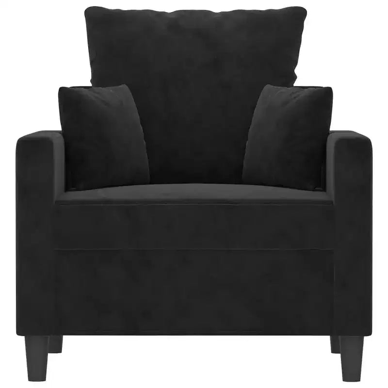 Fauteuil d'appoint en velours, Noir, 23,6", Structure en métal, Rembourrage en mousse épaisse, Fauteuil de salon moderne