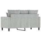 Canapé en velours 2 places, gris clair, 120 cm, structure métallique, dossier à coussins, causeuse de salon moderne