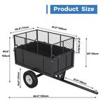 Remorque utilitaire en acier robuste, remorque tout-terrain à benne basculante, 480 litres, capacité de 340 kg avec ridelles amovibles, remorque de jardin à atteler derrière un véhicule utilitaire.