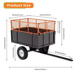 Remorque utilitaire en acier robuste, remorque tout-terrain à benne basculante, 480 litres, capacité de 340 kg avec ridelles amovibles, remorque de jardin à atteler derrière un véhicule utilitaire.