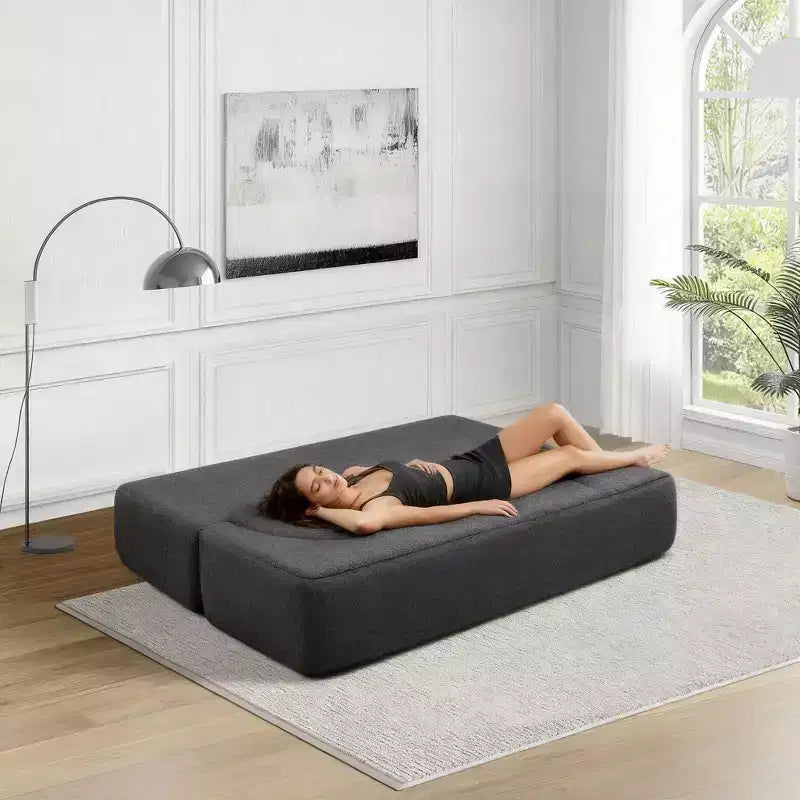 Canapé-lit pliable 2-en-1 convertible avec mousse à mémoire de forme, futon minimaliste pour salon