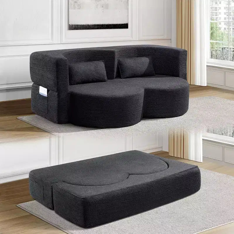 Canapé-lit pliable 2-en-1 convertible avec mousse à mémoire de forme, futon minimaliste pour salon