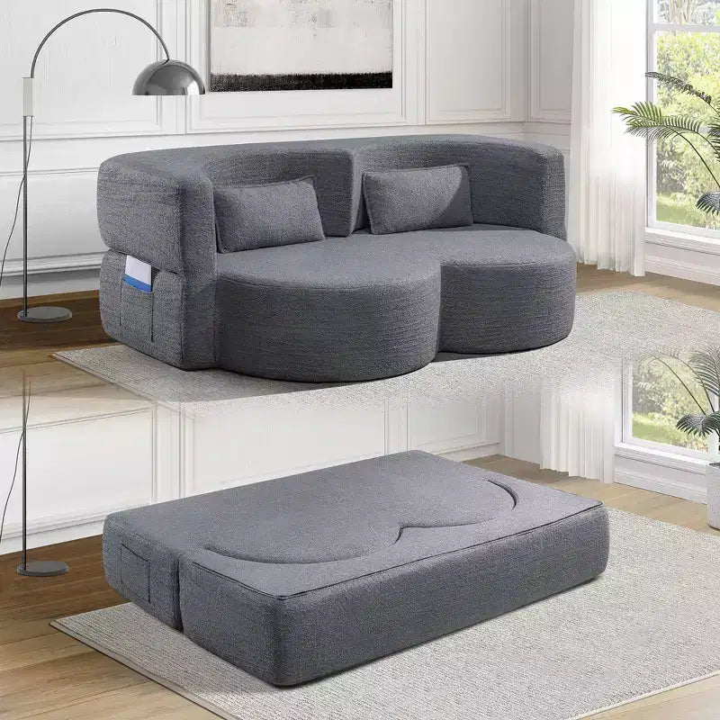 Canapé-lit pliable 2-en-1 convertible avec mousse à mémoire de forme, futon minimaliste pour salon