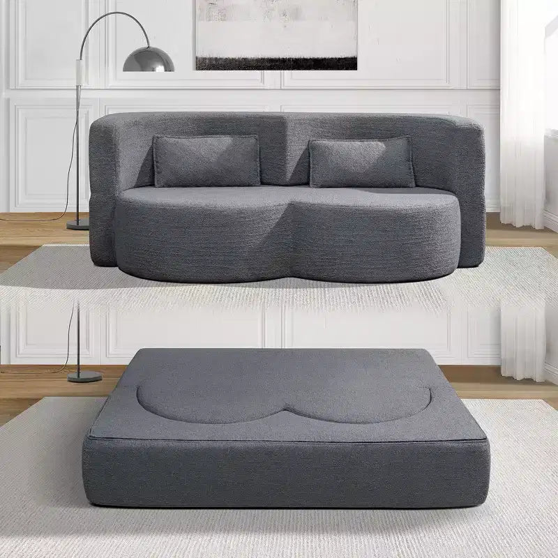 Canapé-lit pliable 2-en-1 convertible avec mousse à mémoire de forme, futon minimaliste pour salon
