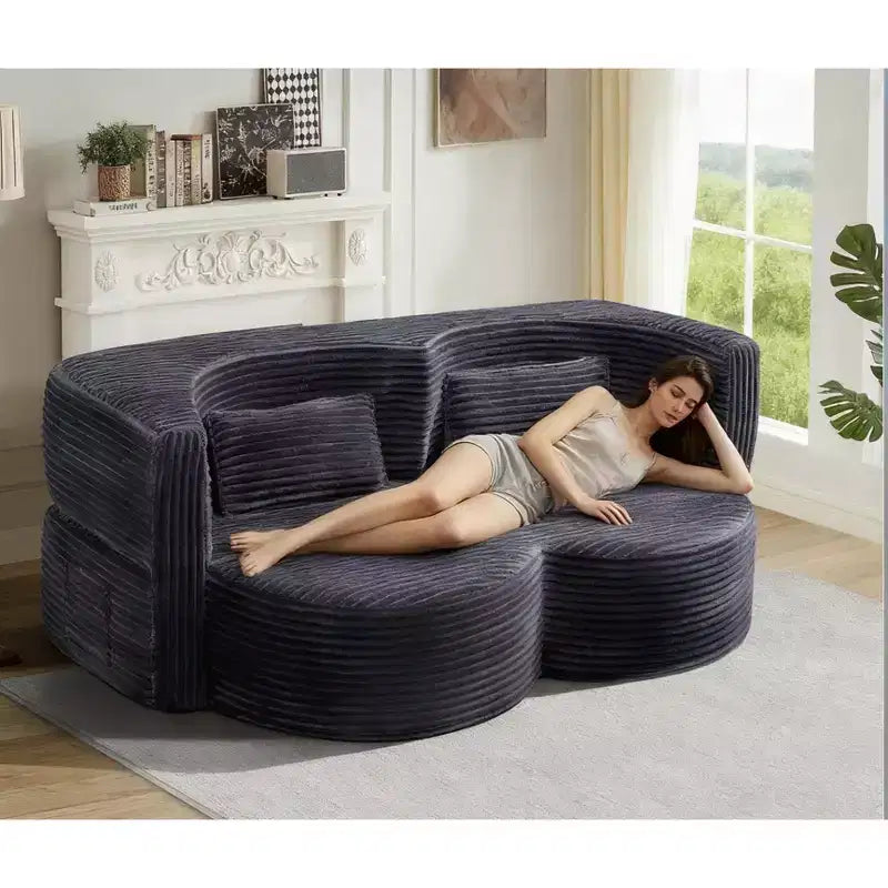 Canapé-lit pliable 2-en-1 convertible avec mousse à mémoire de forme, futon minimaliste pour salon