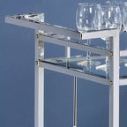 Desserte chromée avec 2 étagères en verre trempé, motif quadrilobe, roulettes, capacité de 22,7 kg