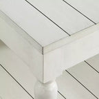 Table d'appoint style cottage, blanc albâtre, pieds tournés, tiroir de rangement et étagère inférieure, bois d'hévéa
