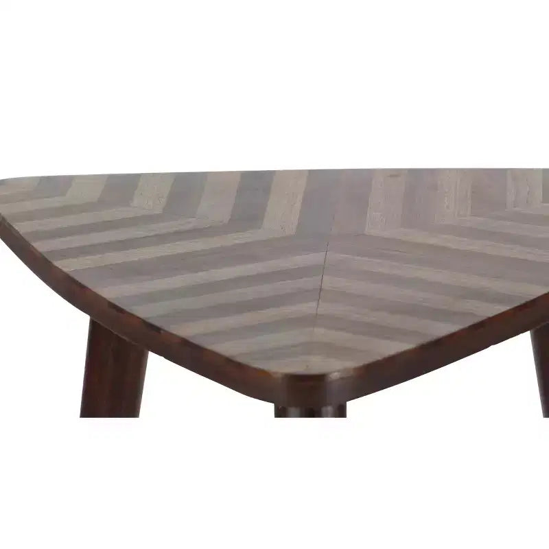 Table d'appoint compacte en bois de manguier, marron foncé, pieds évasés, table d'appoint intérieure