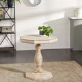 Table d'appoint en bois blanchi style ferme, marron, fabriquée à la main, aucun assemblage requis