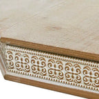 Table d'appoint en bois blanchi style ferme, marron, fabriquée à la main, aucun assemblage requis