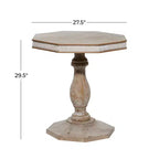 Table d'appoint en bois blanchi style ferme, marron, fabriquée à la main, aucun assemblage requis