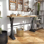 Console en bois industrielle, marron, étagère ouverte, cadre en métal, table pour entrée et salon