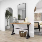 Console en bois industrielle, marron, étagère ouverte, cadre en métal, table pour entrée et salon