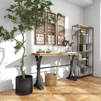Console en bois industrielle, marron, étagère ouverte, cadre en métal, table pour entrée et salon
