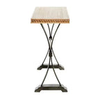 Console en bois industrielle, marron, étagère ouverte, cadre en métal, table pour entrée et salon