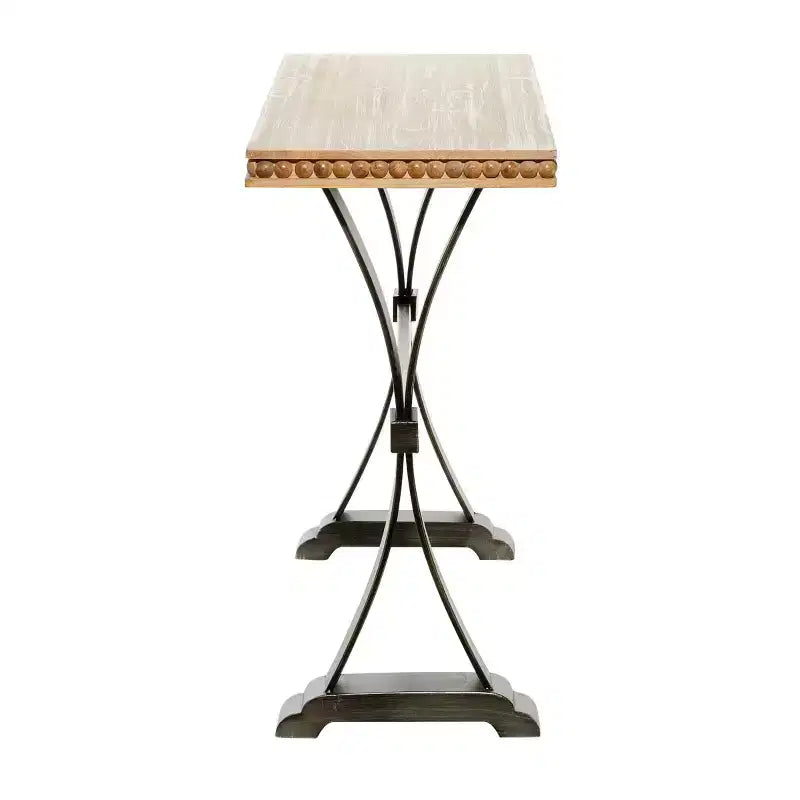 Console en bois industrielle, marron, étagère ouverte, cadre en métal, table pour entrée et salon