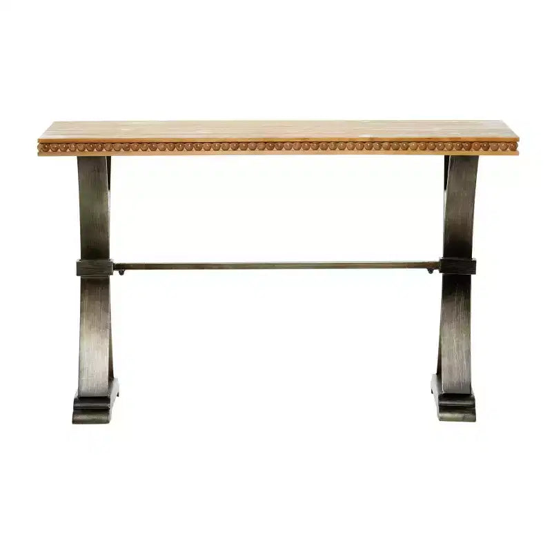 Console en bois industrielle, marron, étagère ouverte, cadre en métal, table pour entrée et salon