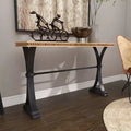 Console en bois industrielle, marron, étagère ouverte, cadre en métal, table pour entrée et salon