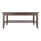 Table basse ronde Santino, gris huître, construction en bois, table basse compacte pour salon