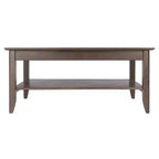 Table basse ronde Santino, gris huître, construction en bois, table basse compacte pour salon
