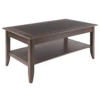 Table basse ronde Santino, gris huître, construction en bois, table basse compacte pour salon