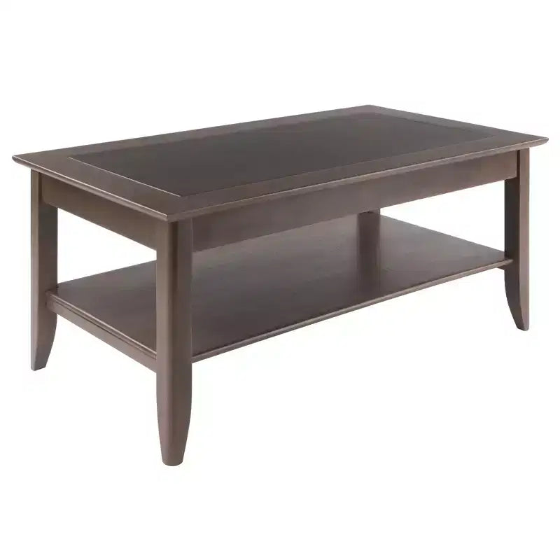 Table basse ronde Santino, gris huître, construction en bois, table basse compacte pour salon